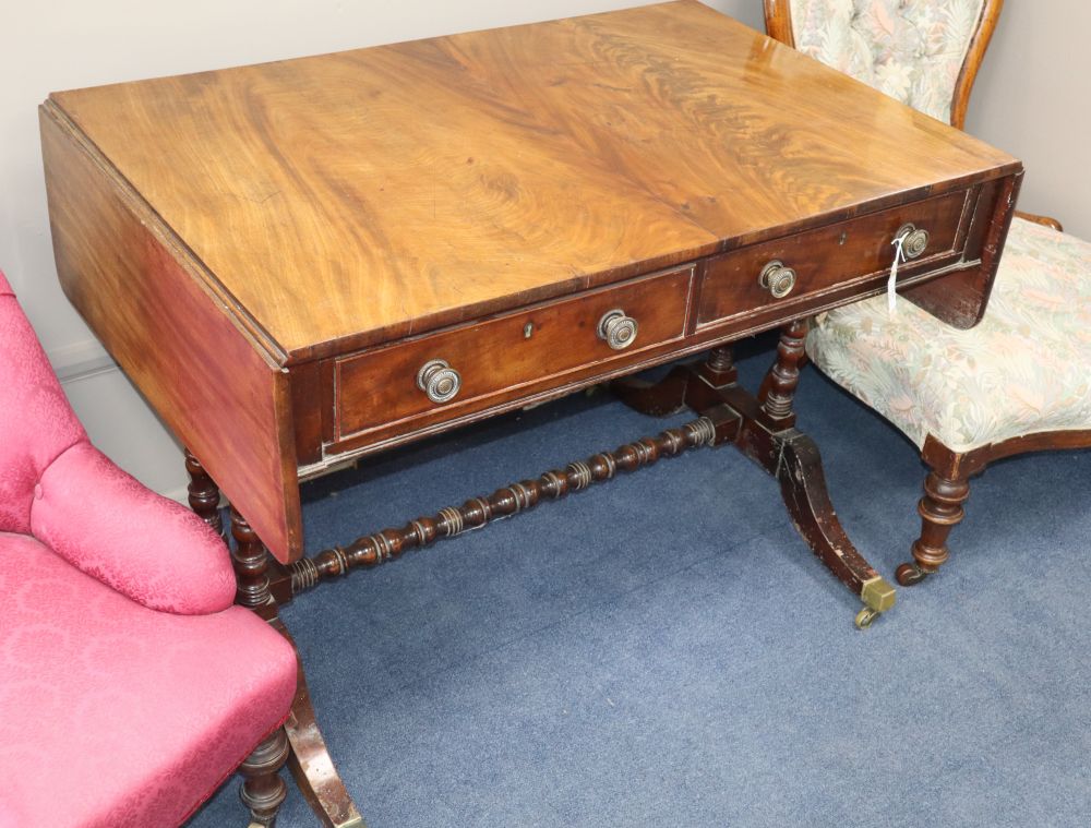 A Regency mahogany sofa table, W.100cm, D.65cm, H.73cm